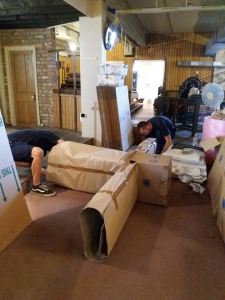 Hand Loom being packed for transport at Trowbridge Museum