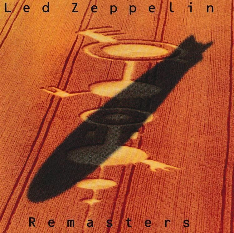Led Zeppelin Remasters album cover - Crop circle design with shadow of zeppelin airship